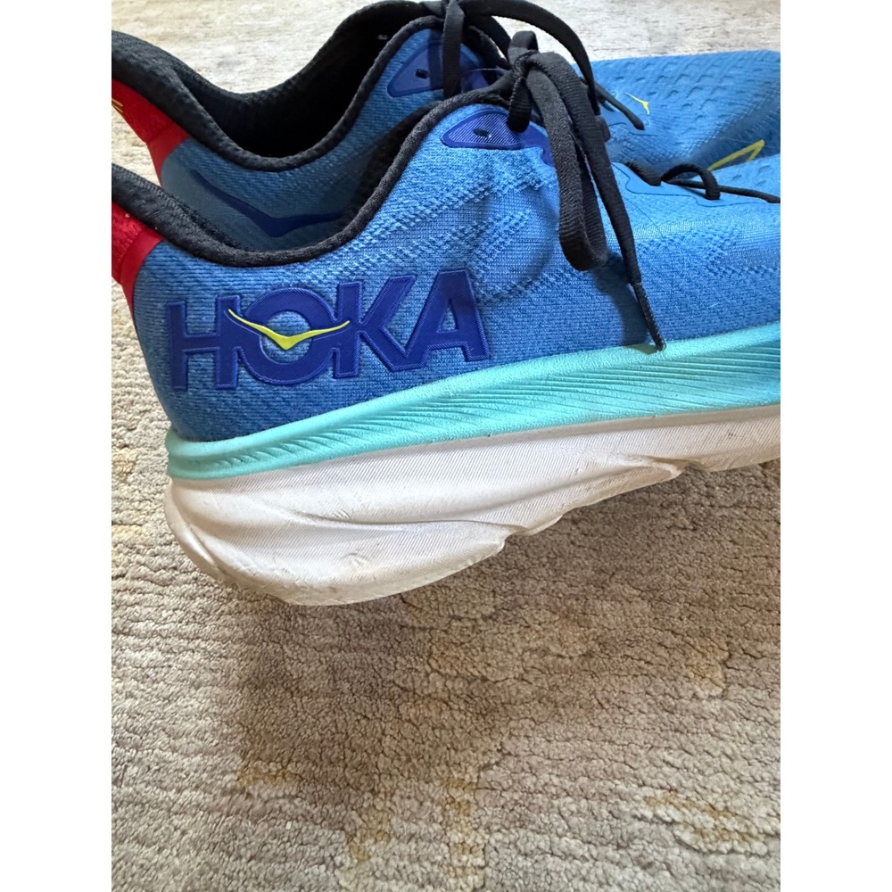 Hoka Clifton 9 Running Shoes Mens Size 12 Blue Yellow Low Top Sneakers 1127895 - Picture 6 of 12